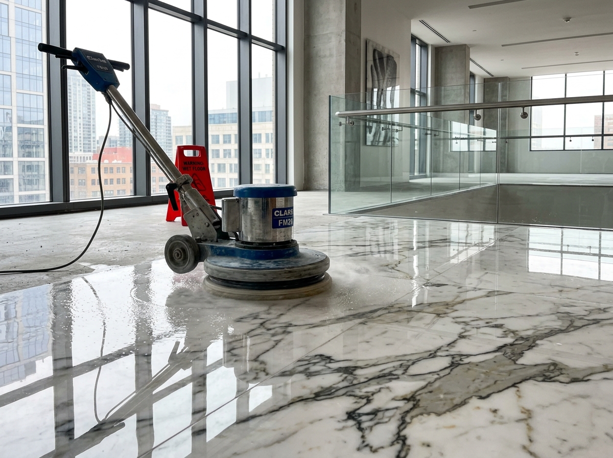Italian marble mirror polish finish with high gloss reflection
