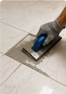 Epoxy crack filling and seamless joint repair on marble flooring