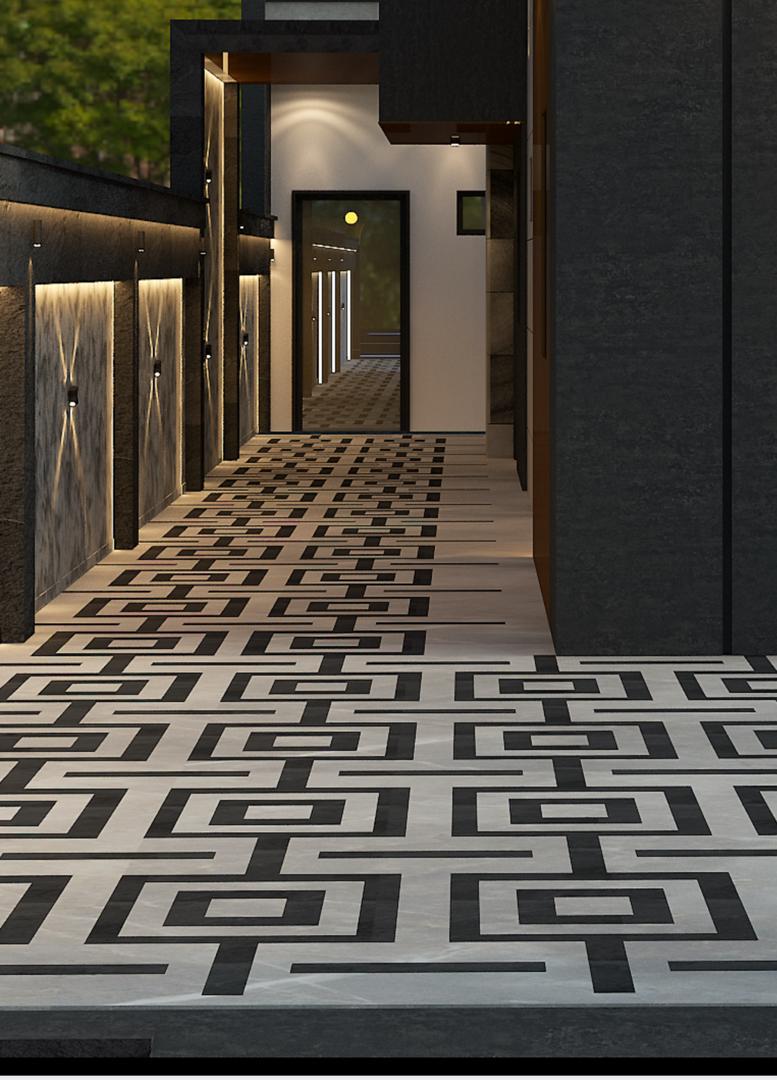 Star pattern marble inlay floor fitting in Anand Vihar Delhi